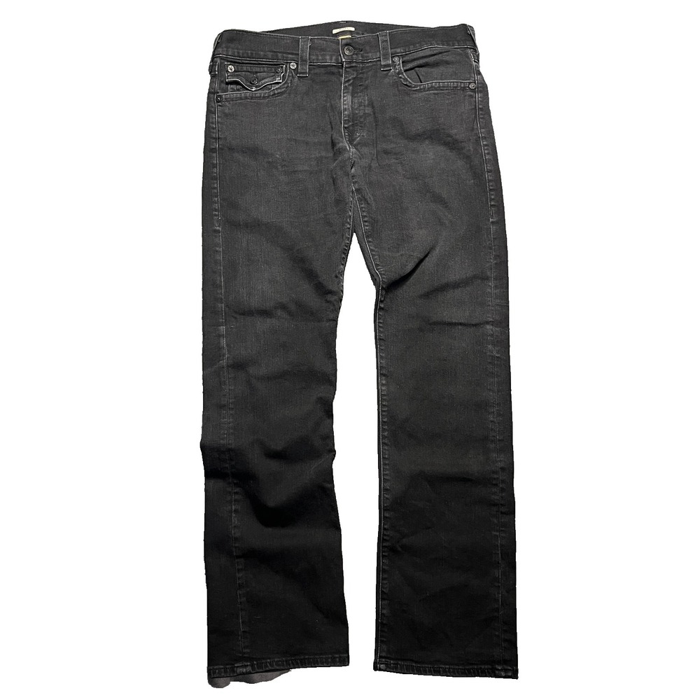 True Religion Ricky Jeans Men's (Fits 37x33) Black Relaxed Straight Denim Read